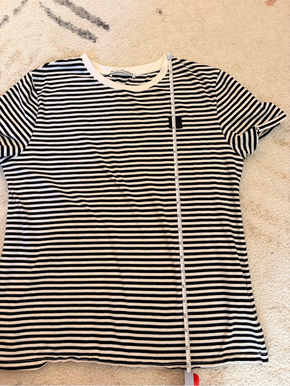 Acne Studios black and white striped logo 100% cotton short sleeve t shirt M - Picture 6 of 7